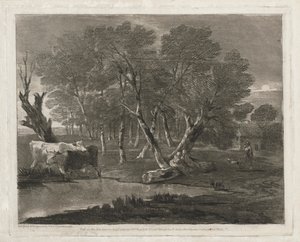 Boslandschap met Koeien bij een Vijver, Figuren en Huisje door Thomas Gainsborough