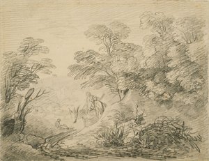 Boslandschap met Ezel en Figuren, c.1759 door Thomas Gainsborough