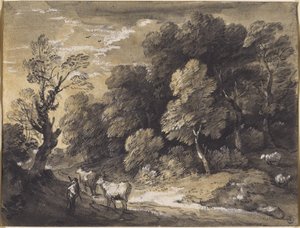 Boslandschap met herder en vee, ca. 1775-80 door Thomas Gainsborough