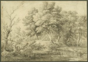 Boslandschap met stroom door Thomas Gainsborough