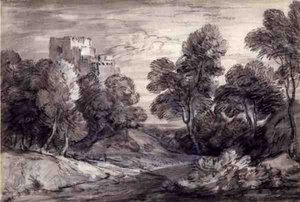 Boslandschap met een kasteel
