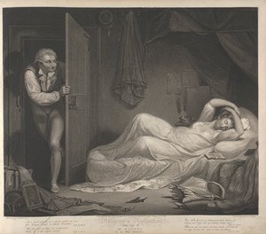 IJver en losbandigheid: De losbandige in haar slaapkamer (plaat 3) door Thomas Gaugain