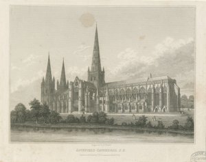 Lichfield Cathedral - Zuidoostaanzicht: gravure