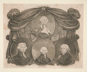 American Star, Washington, Jefferson, Madison en Adams door Thomas Gimbrede
