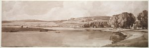 Een selectie van twintig van de meest pittoreske uitzichten in Parijs: Uitzicht op Belle Vue & Pont de Sèvres door Thomas Girtin