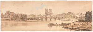 Een Selectie van Twintig van de Meest Pittoreske Uitzichten in Parijs: Uitzicht op Pont de la Tournelle en Notre Dame vanaf het Arsenaal door Thomas Girtin
