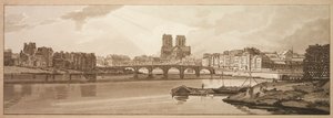 Een Selectie van Twintig van de Meest Schilderachtige Uitzichten in Parijs: Uitzicht op Pont de la Tournelle & Notre Dame genomen vanaf het Arsenaal door Thomas Girtin