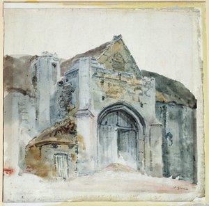 De tiendschuur, Abbotsbury door Thomas Girtin