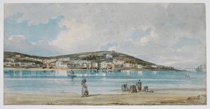 Uitzicht op Appledore, Noord-Devon, vanaf Instow Sands door Thomas Girtin