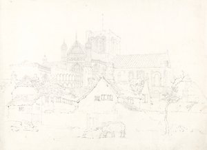 Winchester Kathedraal, vanuit het Noordoosten door Thomas Girtin