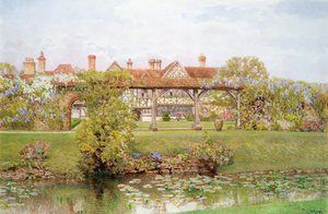 Great Tangley Manor, Surrey, met de Lelievijver en overdekte wandelgang door Thomas H. Hunn