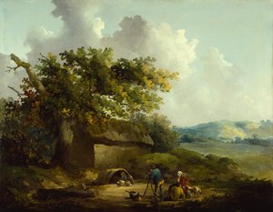 Boeren buiten een Huisje