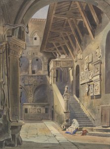 Hof van de Bargello, Florence, 1839 door Thomas Hartley Cromek