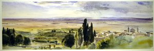 Frascati vanaf de Villa Aldobrandini door Thomas Hartley Cromek