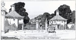 Ingang naar Brooklandwood, Baltimore, VS, uit Thomas Mawson