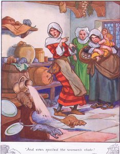 En bedierf zelfs de vrouwenpraatjes (kleurenlitho) door Thomas Heath Robinson