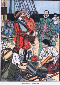 Gevangen schat (kleurenlitho) door Thomas Heath Robinson