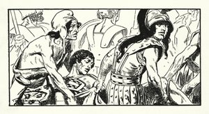 Dood van Leonidas (litho) door Thomas Heath Robinson