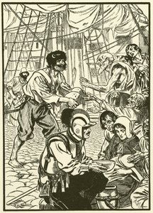 Hongerige burgers te eten geven (gravure) door Thomas Heath Robinson