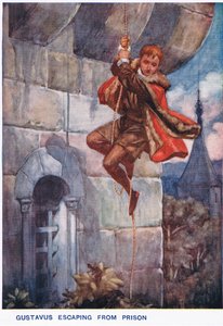 Gustavus ontsnapt uit de gevangenis door Thomas Heath Robinson