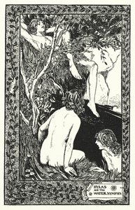 Hylas en de waternimfen (litho) door Thomas Heath Robinson