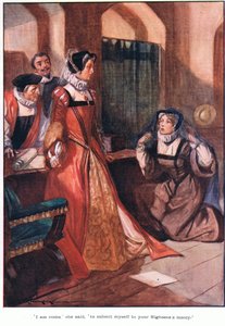"Ik ben gekomen," zei ze, "om me te onderwerpen aan de genade van uwe Hoogheid". (kleurenlitho)