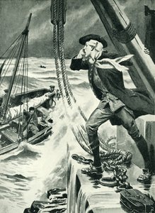 John Smeaton aan het werk aan zijn vuurtoren (litho)
