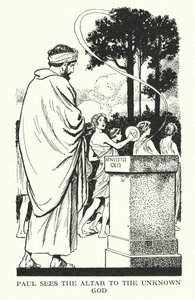 Paulus ziet het altaar voor de onbekende God (litho) door Thomas Heath Robinson