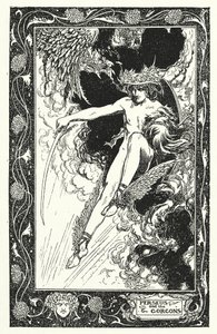 Perseus en Gorgonen (litho) door Thomas Heath Robinson