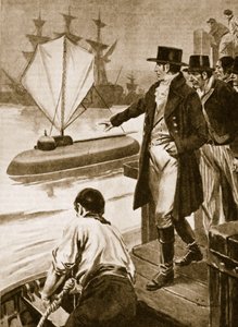 Robert Fulton in Frankrijk toont zijn onderzeeër 
