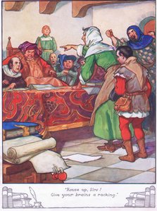 "Wakker worden heren! Laat uw hersenen kraken". (kleurenlitho) door Thomas Heath Robinson