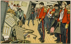 De helden van de Birkenhead (kleurenlitho) door Thomas Heath Robinson