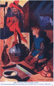 De koning van de Gouden Rivier (kleurenlitho) door Thomas Heath Robinson