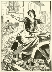 De maagd van Zaragoza (gravure) door Thomas Heath Robinson