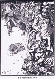 Het terugtrekkende leger (kleurenlitho) door Thomas Heath Robinson