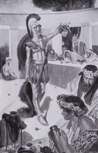 Toen hield Perseus . .. het hoofd van de Gorgon omhoog (litho) door Thomas Heath Robinson