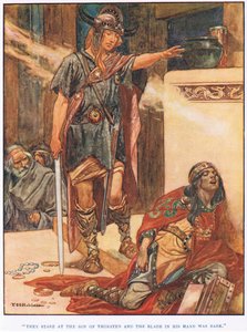 Ze staren naar de zoon van Thorsten (litho)