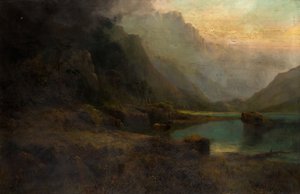 Hooglandmeer met Hert door Thomas Henry Gibb