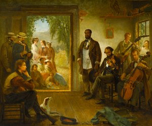 De muzikale, kapperszaak, Trenton Falls, New York door Thomas Hicks
