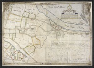 Plan van Faux Hall [nu Vauxhall] landhuis, in Lambeth, co. Surrey door Thomas Hill