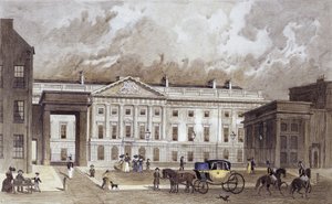 Een eigentijdse gravure van de nieuwe Koninklijke Munt, ca. 1830 door Thomas Hosmer Shepherd