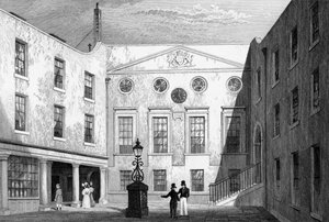 Apothekershal, Pilgrim St., Blackfriars, gegraveerd door J. Hinchliff, 1831