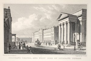 Belgrave Chapel en westzijde van Belgrave Square, uit 