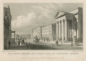 Belgrave Kapel en de westkant van Belgrave Square door Thomas Hosmer Shepherd