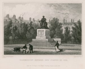 Bloomsbury Square en standbeeld van Fox door Thomas Hosmer Shepherd