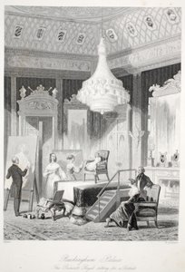 Buckingham Palace - De Prinses Royal poseert voor een portret, uit London Interiors met hun Kostuums en Ceremonies, uitgegeven door Joseph Mead, Londen