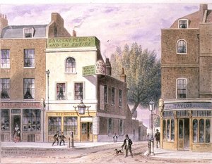 Gesneden Rode Leeuw Inn, Islington Green, datum op huis 1660 door Thomas Hosmer Shepherd
