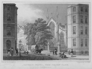 Katholieke kapel, vanaf Picardy Place, Edinburgh (gravure)