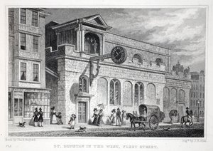 Kerk van St Dunstan, in het Westen, Fleet Street, uit 