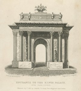 Ingang van het Koninklijk Paleis, Hyde Park Corner door Thomas Hosmer Shepherd